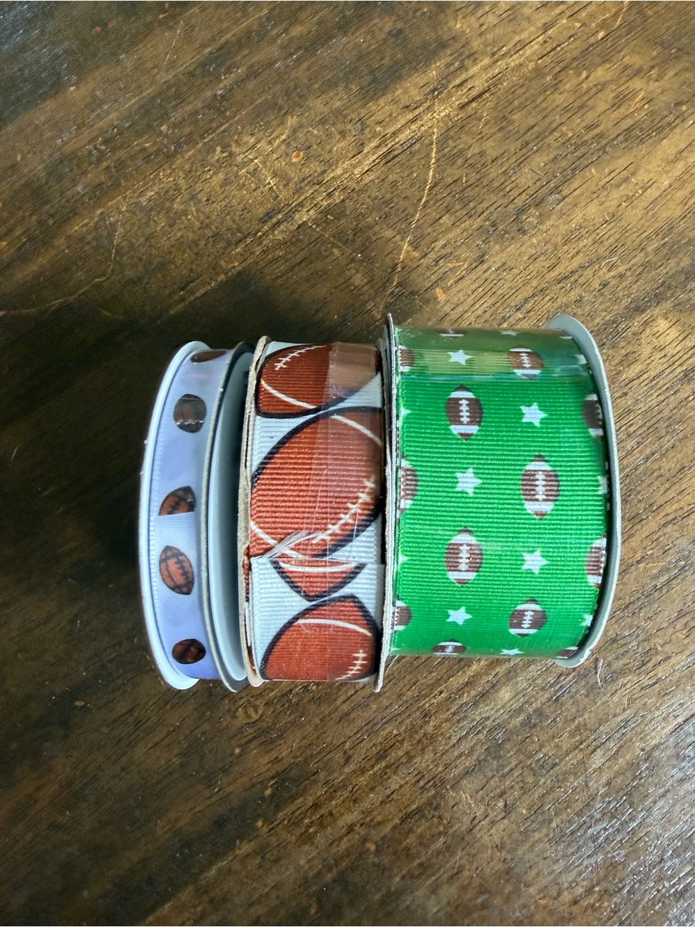 Football Themed Grosgrain Ribbon Set - Green & Brown